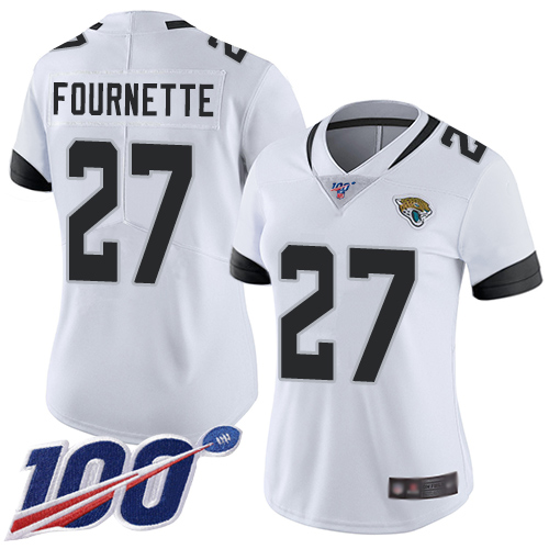 Nike Jacksonville Jaguars #27 Leonard Fournette White Women Stitched NFL 100th Season Vapor Limited Jersey